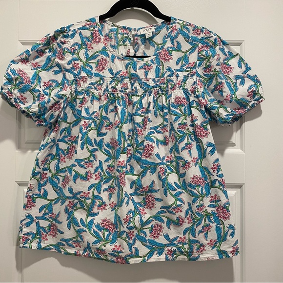 J. Crew Tops - J. Crew Factory S Floral Top Boho Peasant Cotton Puff Sleeve Cottagecore 056